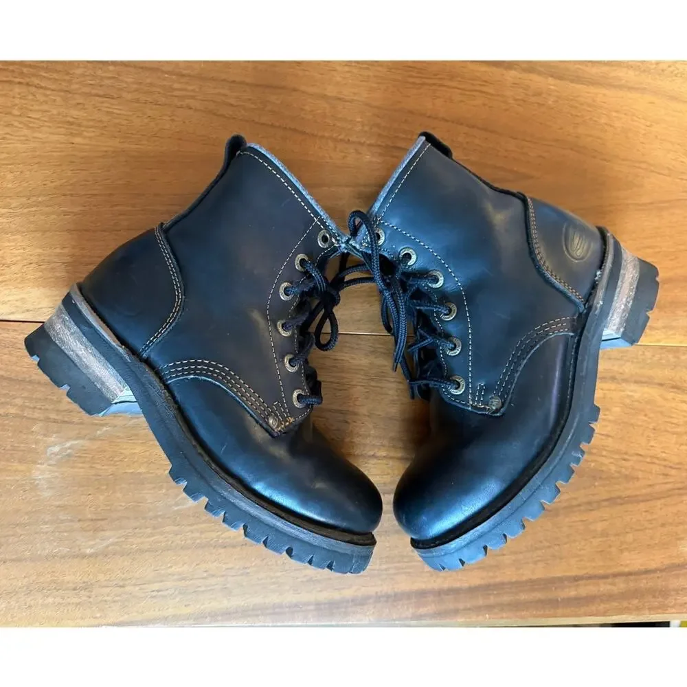 Vintage Y2k Skechers Laramie Oil Resistant Moto 90s Boots Black 7